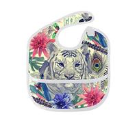 MONTOJ Tiger Head Pattern Vintage Indian Style Baby Boy Baby Girl Teething Bibs Feeder Bib for 6-24 Months Waterproof, Washable