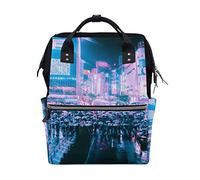 MONTOJ Tokyo Crowded Rain Night canvas Travel bag Campus Backpack