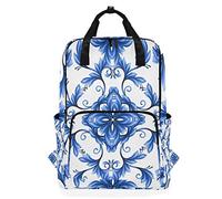 MONTOJ Travel Backpack Abstract Floral Seamless Pattern Blue White Gzhel School Backpack