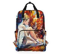 MONTOJ Travel Backpack Ballet Dancer Girl Colorful Painting School Backpack