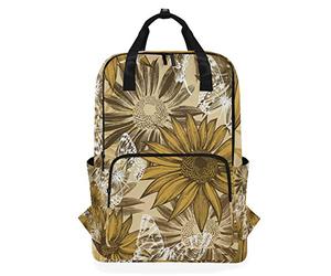 MONTOJ Travel Backpack Blooming Sunflowers And Flying Butterfies School Backpack
