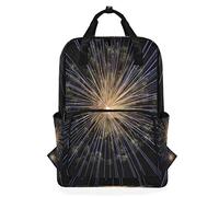 MONTOJ Travel Backpack Blue Yellow Beautiful Fireworks School Backpack