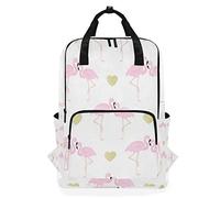 MONTOJ Travel Backpack Couple Flamingos And Glitter Hearts Pattern School Backpack