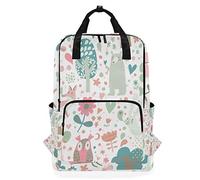 MONTOJ Travel Backpack Cute Animals Fox Rabbits Pattern School Backpack