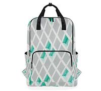 MONTOJ Travel Backpack Green And Gray Diamond Shape School Backpack
