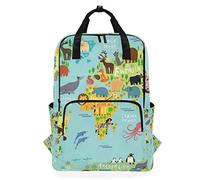 MONTOJ Travel Backpack Seven Continents Four Oceans Animals School Backpack