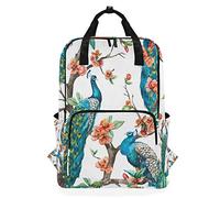 MONTOJ Travel Backpack Watercolor Peacock Pattern School Backpack