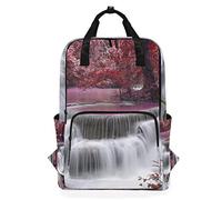 MONTOJ Travel Backpack Waterfall Red Leaves Wallpaper School Backpack