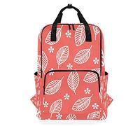 MONTOJ Travel Backpack White Tiny Flowers Big Leaves School Backpack