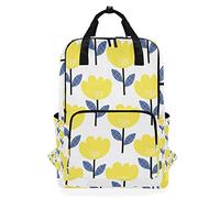 MONTOJ Travel Backpack Yellow Flower Plaid Background School Backpack