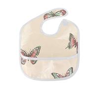 MONTOJ Vintage Butterfly Pattern Baby Girl Drool Bibs for Drooling and Teething Baby Boy Teething Bibs for 6-24 Months