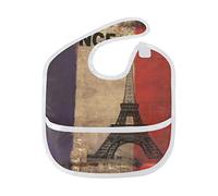 MONTOJ Vintage Eiffel Tower Baby Boy Baby Girl Teething Bibs Feeder Bib for 6-24 Months Waterproof, Washable