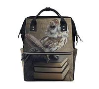MONTOJ Wise Owl Sitting On Books Canvas Backpack Travel Campus Backpack