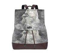 MONTOJ Wolf Howling Sketching Pattern leather Travel bag Campus Backpack