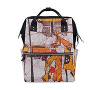 MONTOJ Working African Women Pattern Canvas Backpack Travel Campus Backpack
