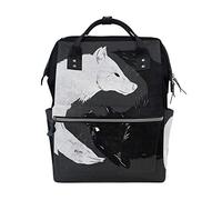 MONTOJ Yin Yang Black And White Fox Pattern Canvas Backpack Travel Campus Backpack