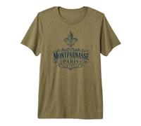 Montparnasse Paris France Ornate Fleur-De-Lis Navy Print Premium T-Shirt