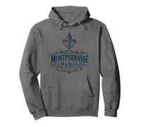 Montparnasse Paris France Ornate Fleur-De-Lis Navy Print Pullover Hoodie
