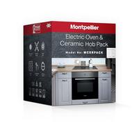 Montpellier MCERPACK Integrated Single Electric Oven & Ceramic Hob Pack - Built-In Fan Oven with 4-Zone Ceramic Hob, Stylish Black Glass Finish, Energy Efficient, Easy Clean Interior