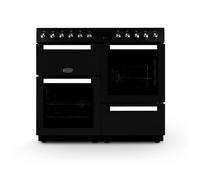 Montpellier MDFRC100K 100cm Dual Fuel Range Cooker Black, 7 Gas Burners, Double Electric Oven, Separate Grill, Cast Iron Pan Supports, Large Capacity