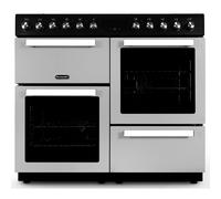 Montpellier MDFRC100X 100cm Dual Fuel Range Cooker Inox Stainless Steel, 7 Gas Burners, 2 Electric Ovens, Separate Variable Grill, Cast Iron Pan Supp
