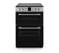 Montpellier 60cm Electric Ceramic Double Oven Cooker In Silver, Silver
