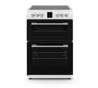 Montpellier MDOC60FW - White 60cm Ceramic Double Cooker - 72/39L Capacity - A/A Energy