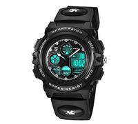 Montre Enfant Garcon Kids Analog Digital Watch Boys Gift for Teens Cool Watches Waterproof with Alarm Stopwatch, 02: Black, Children's watch