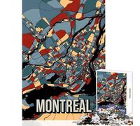Montreal Canada Earthtone City Map Travel Art Hard Jigsaw Puzzle for Adults 1000 Pieces Improve Attention Span And Focus Peaceful Relaxing Leisure Fun (50x75cm)