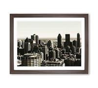 Montreal Canada Skyline No.1 Modern Framed Wall Art Print, Ready to Hang Picture for Living Room Bedroom Home Office Décor, Walnut A4 (34 x 25 cm)