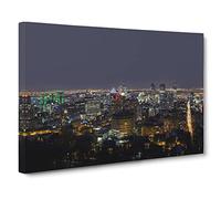 Montreal Canada Skyline No.3 Modern Canvas Wall Art Print Ready to Hang, Framed Picture for Living Room Bedroom Home Office Décor, 20x14 Inch (50x35 cm)
