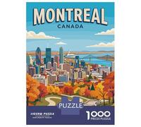 Montreal Cityscape in Autumn 1000 Piece Jigsaw Puzzle, Continental Street Poster, Screen-Free Fun, Interlocking Paper Pieces, Travel Gift for Home Décor Fans, 38x26cm/1000pcs