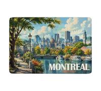 Montreal Cityscape Poster Area Rug 150 x 100 cm, Soft Non Slip Short Pile | Non slip bedroom rug - works well in smaller rooms; soft underfoot feel; for bedside and sofa areas