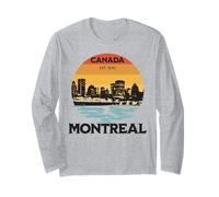 Montreal Skyline Sunset Vintage Canada Travel Long Sleeve T-Shirt