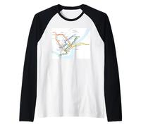 Montreal Transit Lines Travel Art Canada Raglan Baseball Tee