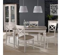 Montreux Extending Dining Table Set - 4-6 Seater - 140cm-180cm - 4 X Back Grey Bonded Leather Chairs - Grey Washed Oak & Soft Grey