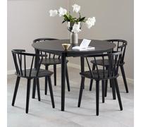 Montreux Round Dining Set - 4 Seater - 115cm - Black - with 4 Ida Spindle Dining Chairs