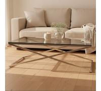 Montril Clear Glass and Silver Finish Criss Cross Coffee Table