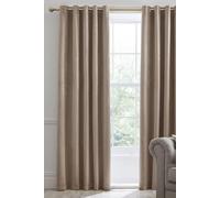 Laurence Llewelyn-Bowen Montrose Brown Beige Blackout, W46 x L72 (117 x 183cm), Cream Velvet Living Room & Bedroom, Taupe Thermal/Eyelet Curtains, Linen
