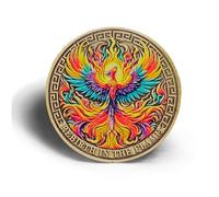 Montserrat Abbey Phoenix Challenge Coin - “Rebirth in The Flame” Serenity Prayer Challenge Coin Double-Sided Inspirational Medallion for Renewal, Recovery & Encouragement Pocket Token Gift & Keepsake