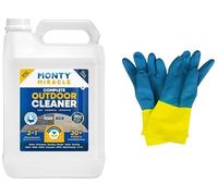 Monty Miracle® Complete Outdoor Cleaner, Clean & Rejuvenate your Patio, Decking, Fencing, Paths, Driveway, Render & More - Results in 6-10 Minutes! Pet & Child Safe (2L & Gloves)