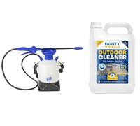 Monty Miracle Outdoor Cleaner, 5 Litre for Patio, Decking, Fencing, etc - Eliminates Black Spots, Algae, Mold, Lichen Results in 6-10 Minutes! (5L Pump Spayer + 5L Monty Solution)