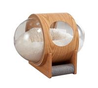 Monty’s Luxury Wood Cat Space Capsule Bed * Scratch Posts & Ultra-Soft Bedding - Single - Brown