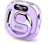 MONTY SOUL Bluetooth 5.5 Open Ear Wireless Earphones with LED Display, USB-C Magnetic Charging Case, Touch Control, Hi-Fi Stereo Audio, Compatible with iPhone and Android - OWS (Purple)