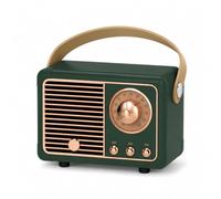 MONTY SOUL Mini Retro Bluetooth Speaker 5W, Portable HiFi 360° Speaker, FM Radio, Built-in Microphone, Support TF Card, USB and Aux, Rechargeable Battery 400 mAh (HM11) (Dark Green)