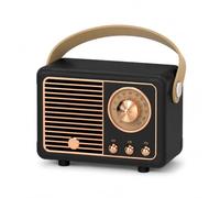 MONTY SOUL Mini Retro Bluetooth Speaker 5W, Portable HiFi Speaker 360°, FM Radio, Built-in Microphone, Support TF Card, USB and Aux, Rechargeable Battery 400 mAh (HM11) (Black)