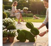 Monty The Lying Artificial Grass Bunny Rabbit Garden Ornament 35cm UV Stabilised Outdoor Decor