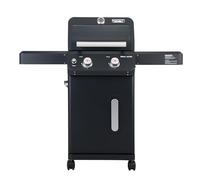 Monument Grills 2-Burner Stainless Steel Liquid Propane Gas Patio Garden Barbecue Grill with Clear View Lid, LED Control and Two Foldable Shelves Mesa220, Black