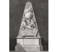 Monument to English mathematician Sir Isaac Newton at Westminster Abbey London. The monument was designed by architect William Kent and sculpted by Michael Rysbrack. After a print in Robert Bowyer's