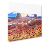 Monument Valley Canvas Print | Gallery Wrapped 30mm Frame Wall Art | 20x20 inches | Ready to Hang | Abstract Landscape Picture | Living Room Bedroom Lounge Office
